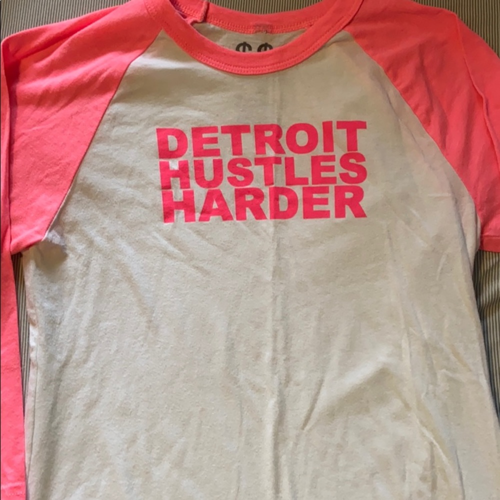 COPY - Detroit Hustles Harder baseball tee